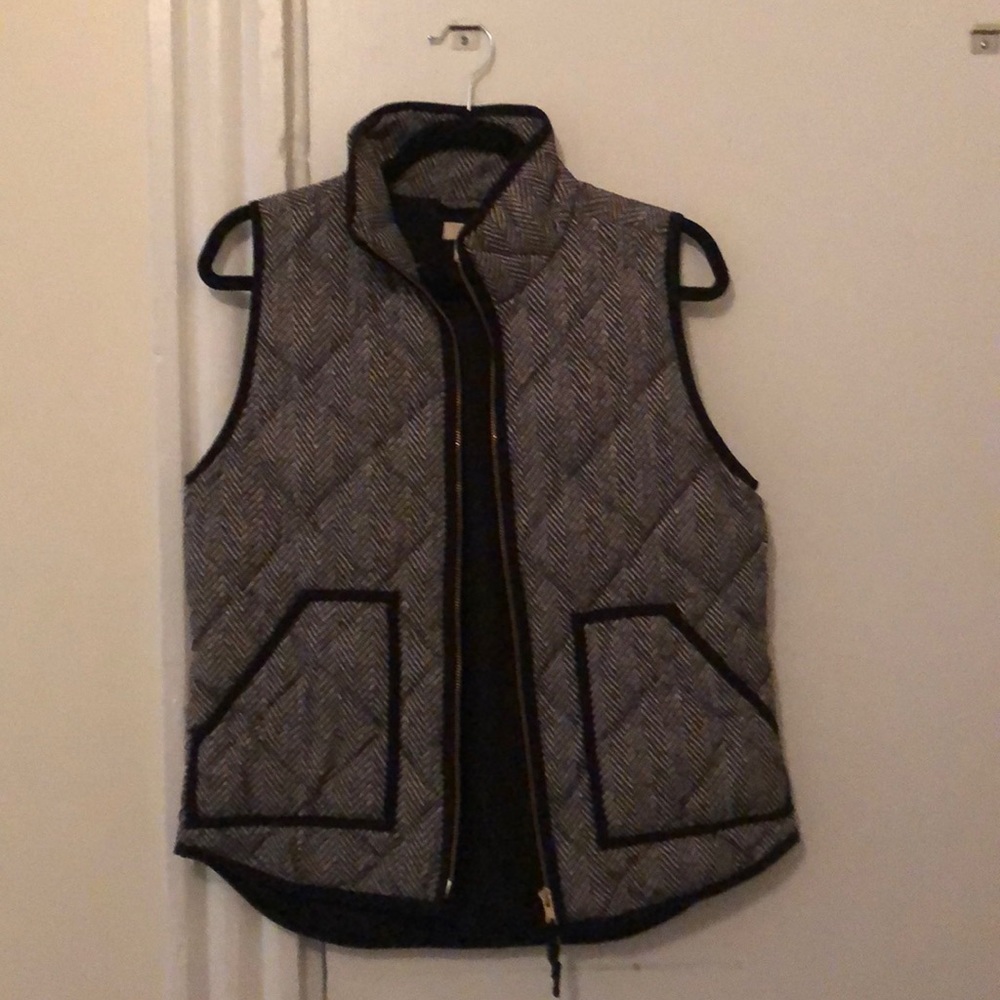jcrew houndstooth puffer vest